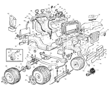 Page A Diagram and Parts List for 74570-9993 Before 08-15-95 Power Wheels Ride-On Cars